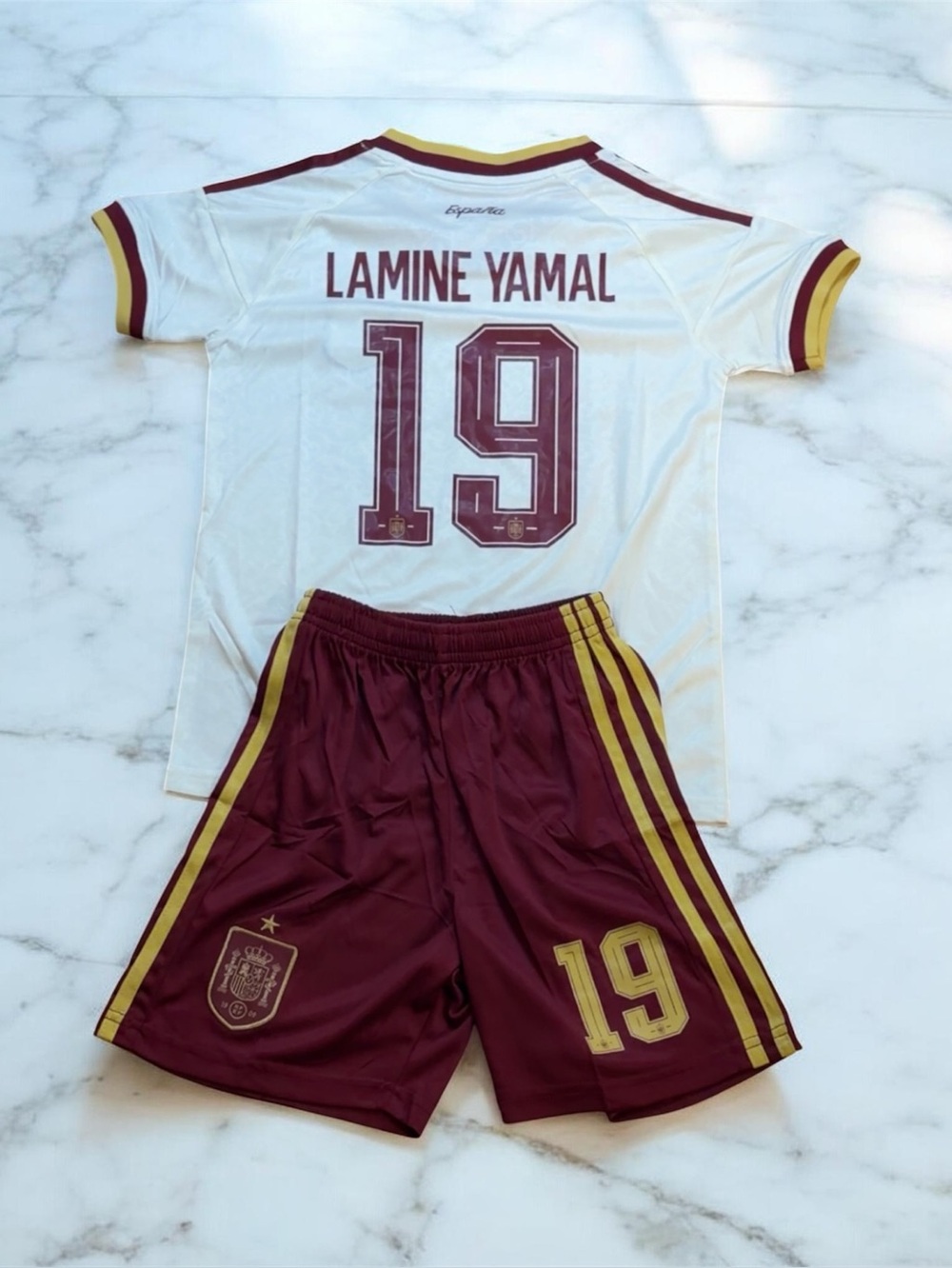 Spain Lamine Yamal #19 Kids Soccer Jersey Set | Youth Football Uniform